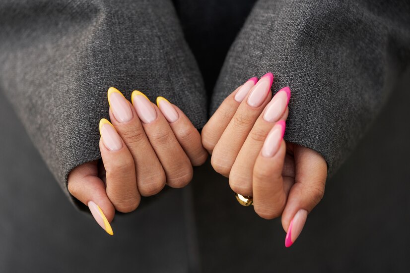 Techno and Neon: Bright Neon Colors and Geometric Patterns Manicure
